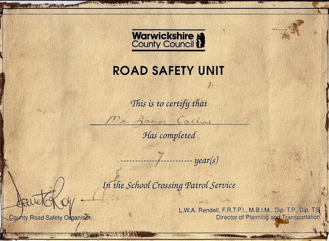 James Collins Certificate 1991 Certificate